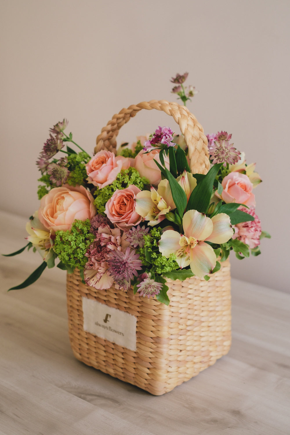 ◆3/14-4/30お届け限定◆Flower BAG No.3 /スクエアカゴバッグ スプリングフレッシュ/生花