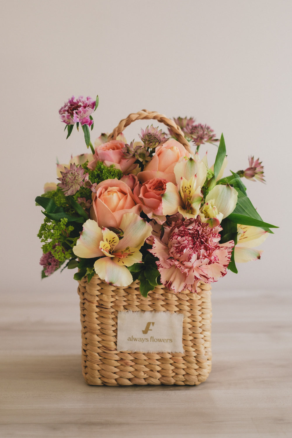 ◆3/14-4/30お届け限定◆Flower BAG No.3 /スクエアカゴバッグ スプリングフレッシュ/生花