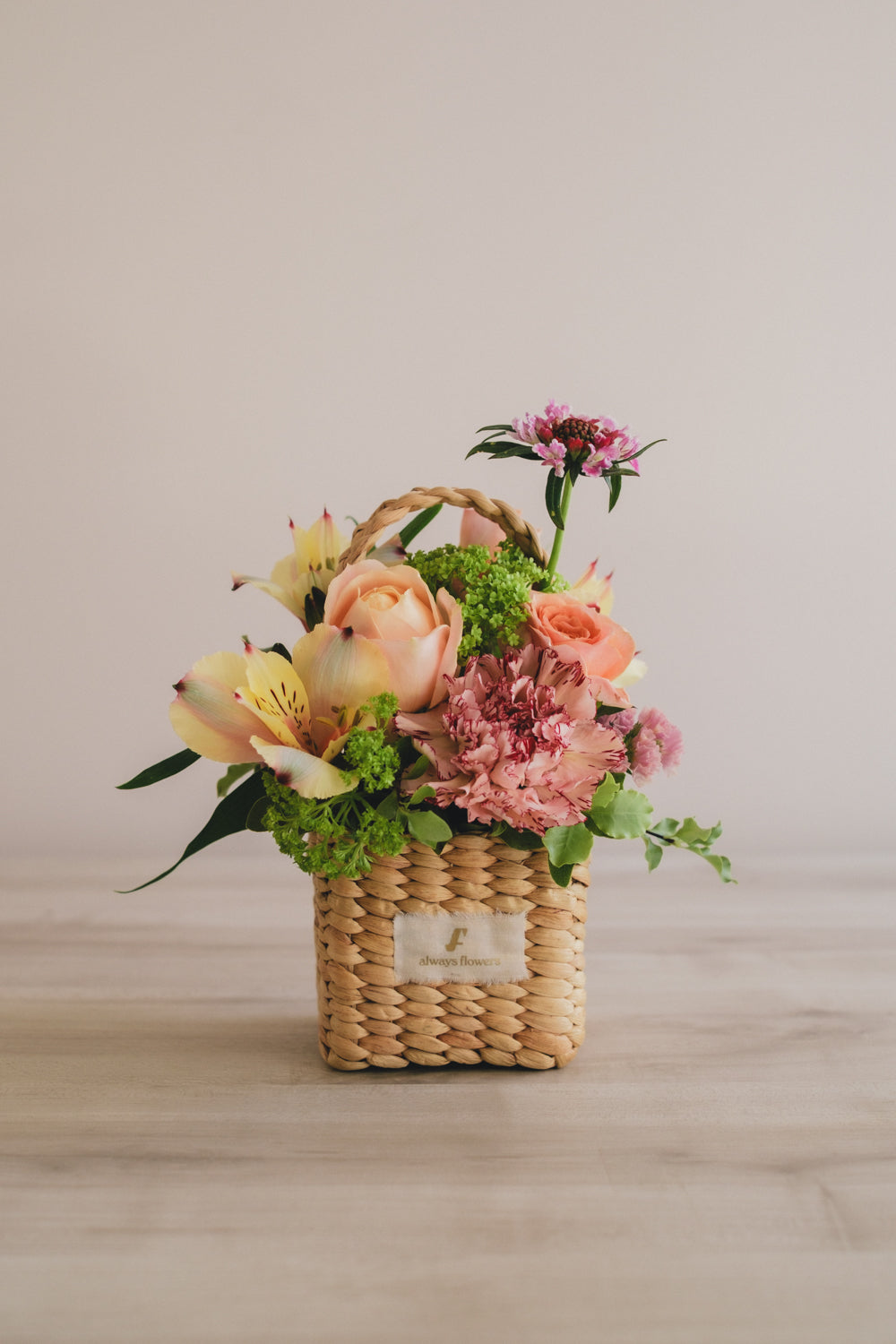 ◆3/14-4/30お届け限定◆Flower BAG No.3 /スクエアカゴバッグ スプリングフレッシュ/生花