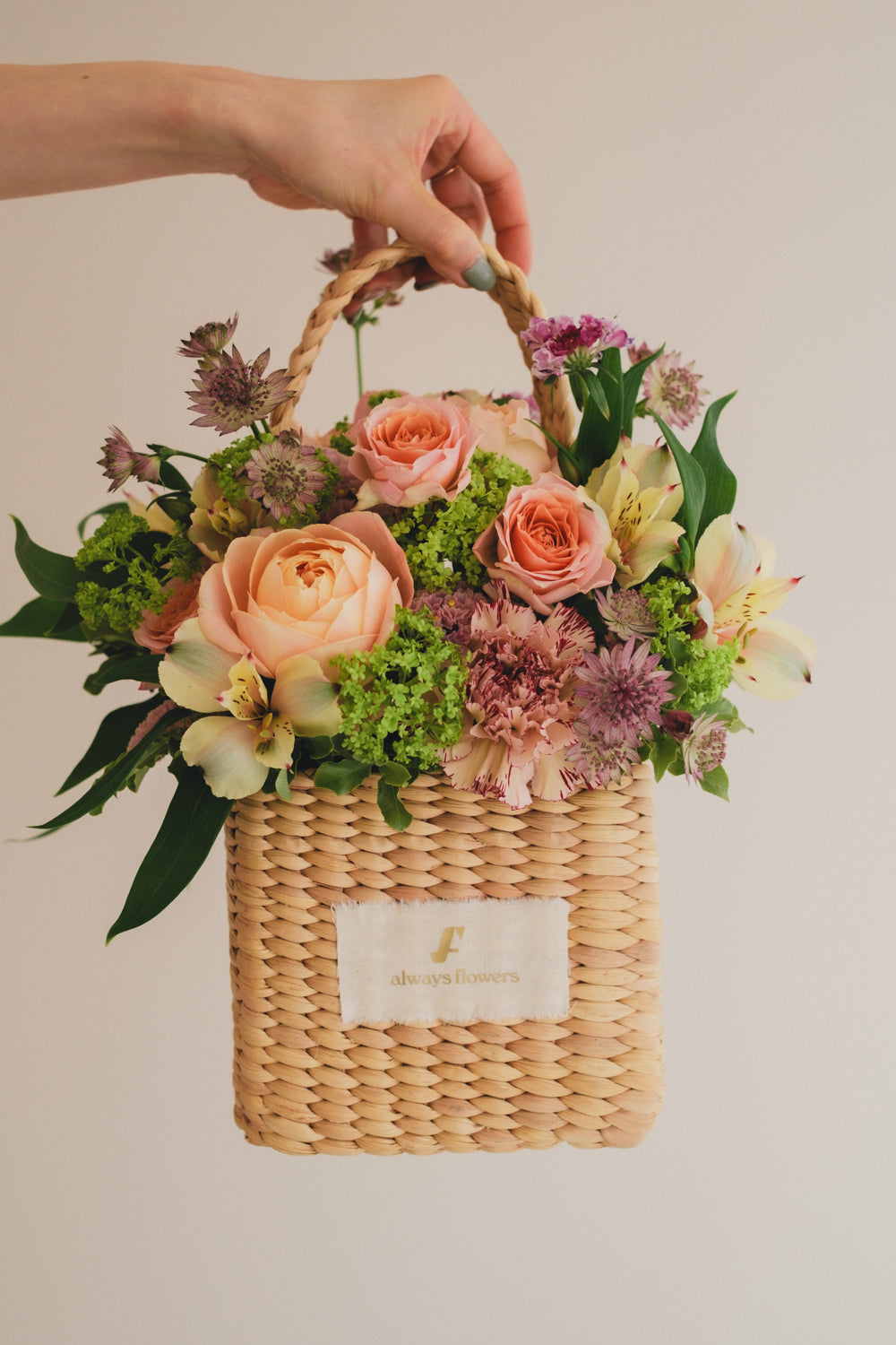 ◆3/14-4/30お届け限定◆Flower BAG No.3 /スクエアカゴバッグ スプリングフレッシュ/生花