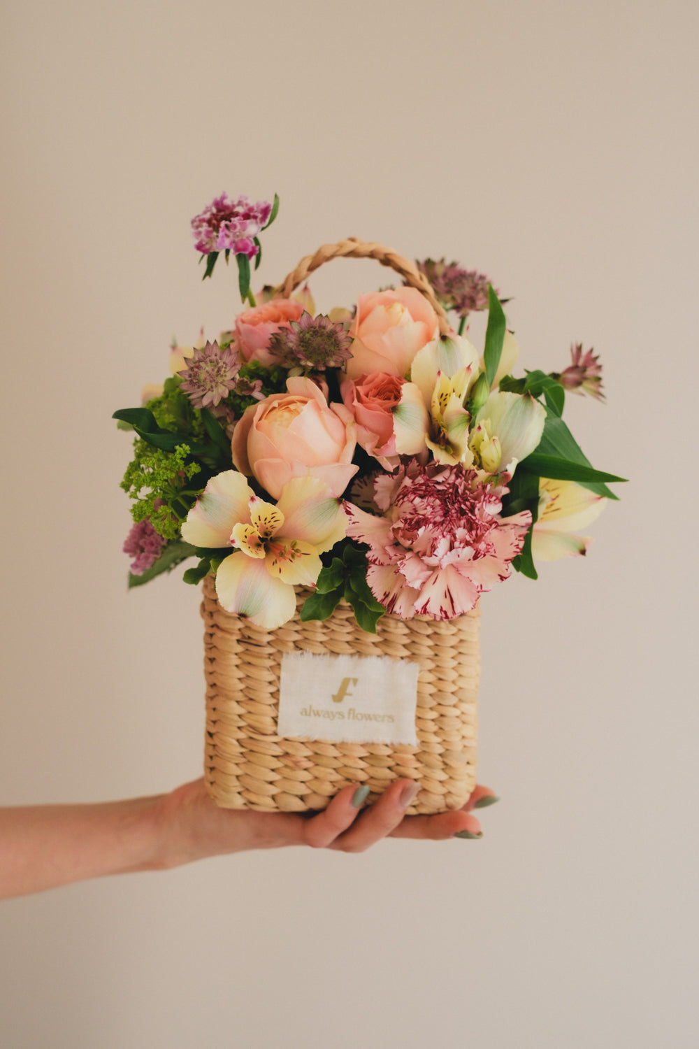 ◆3/14-4/30お届け限定◆Flower BAG No.3 /スクエアカゴバッグ スプリングフレッシュ/生花