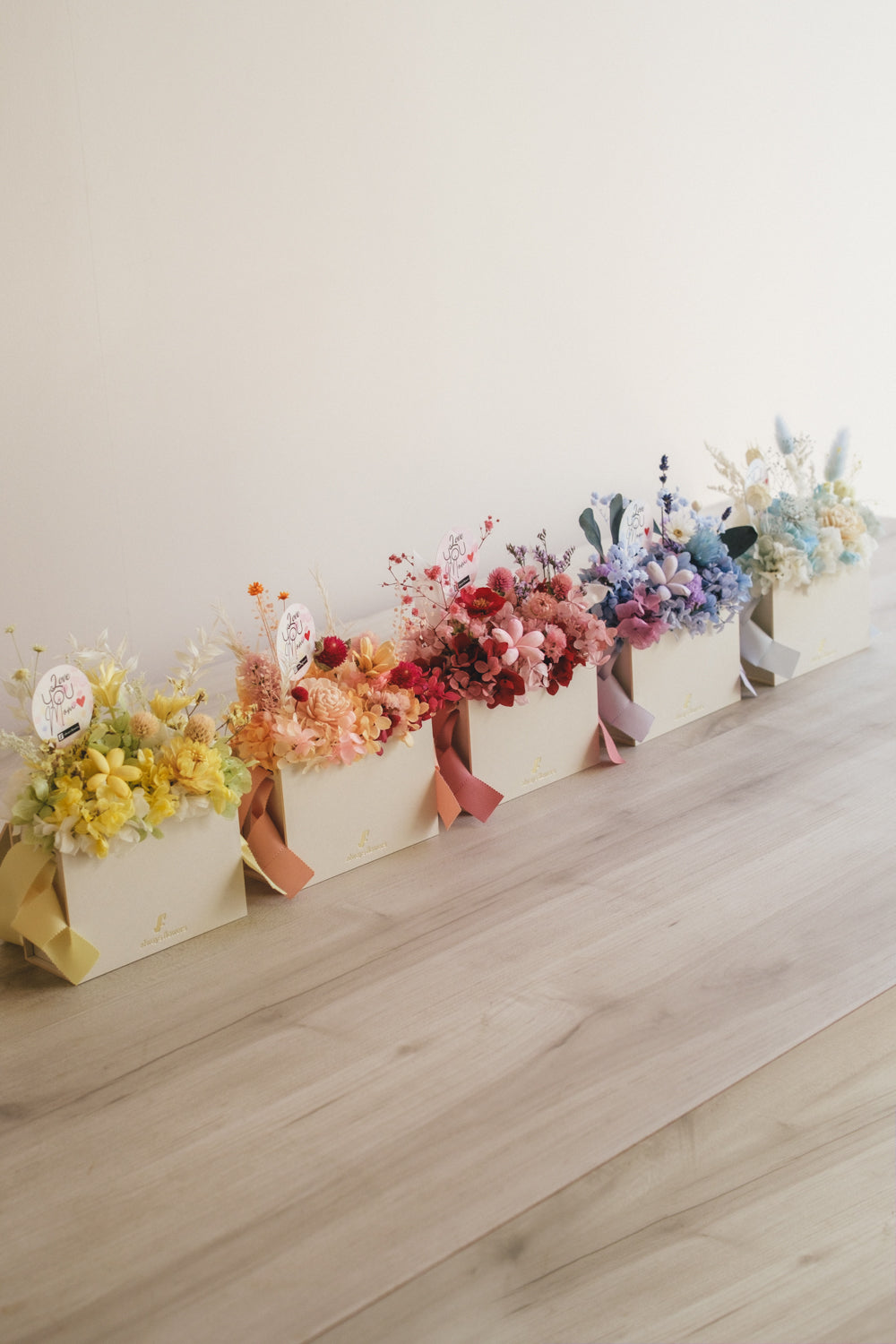 ◆母の日限定◆Flower BAG No.1/フラワーバッグアレンジ 5 Mom’s Colors Pink/ピンク ドライ&プリザーブドフラワー