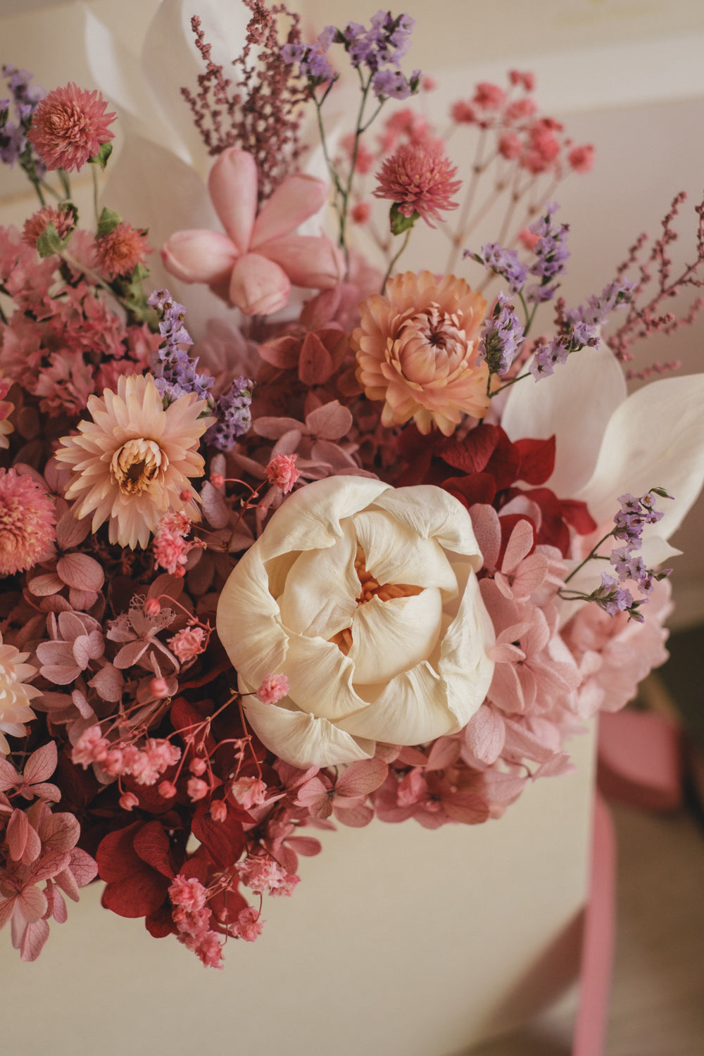 ◆母の日限定◆Flower BAG No.1/フラワーバッグアレンジ 5 Mom’s Colors Pink/ピンク ドライ&プリザーブドフラワー