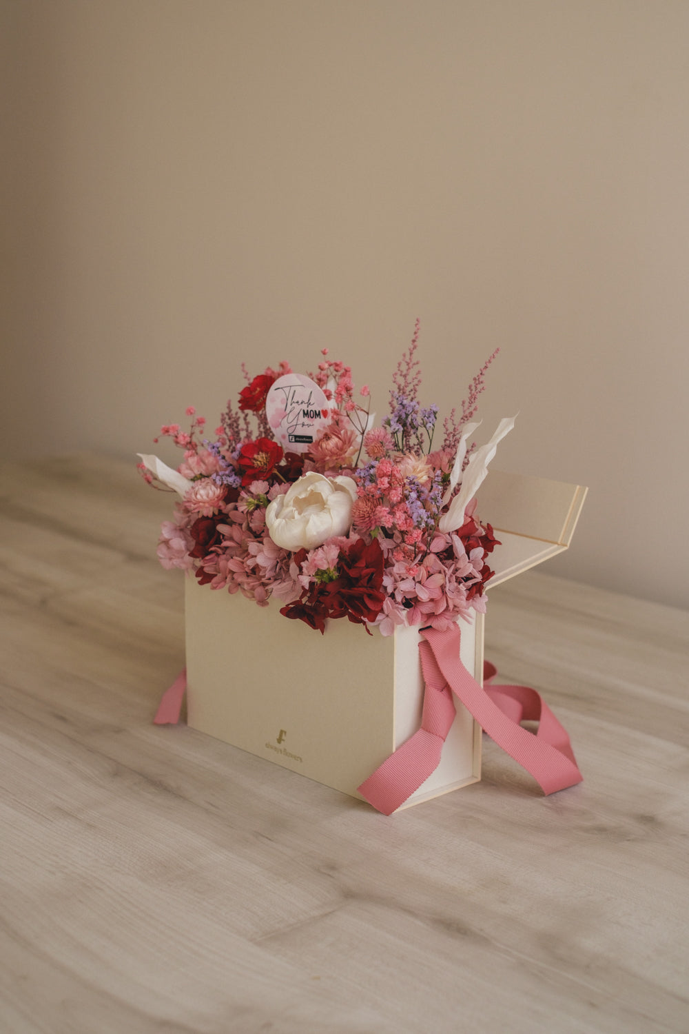 ◆母の日限定◆Flower BAG No.1/フラワーバッグアレンジ 5 Mom’s Colors Pink/ピンク ドライ&プリザーブドフラワー