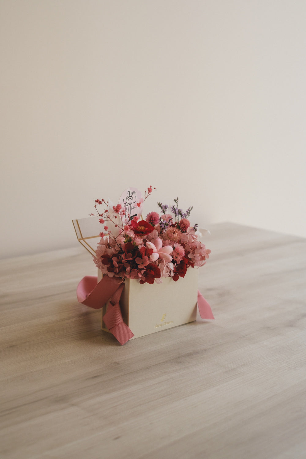 ◆母の日限定◆Flower BAG No.1/フラワーバッグアレンジ 5 Mom’s Colors Pink/ピンク ドライ&プリザーブドフラワー