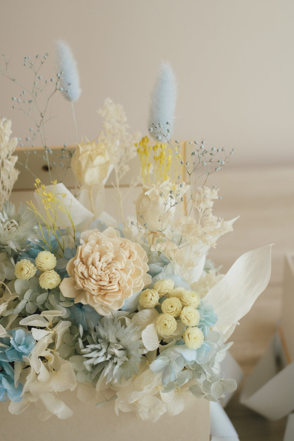 ◆母の日限定◆Flower BAG No.1/フラワーバッグアレンジ 5 Mom’s Colors White/ホワイト ドライ&プリザーブドフラワー