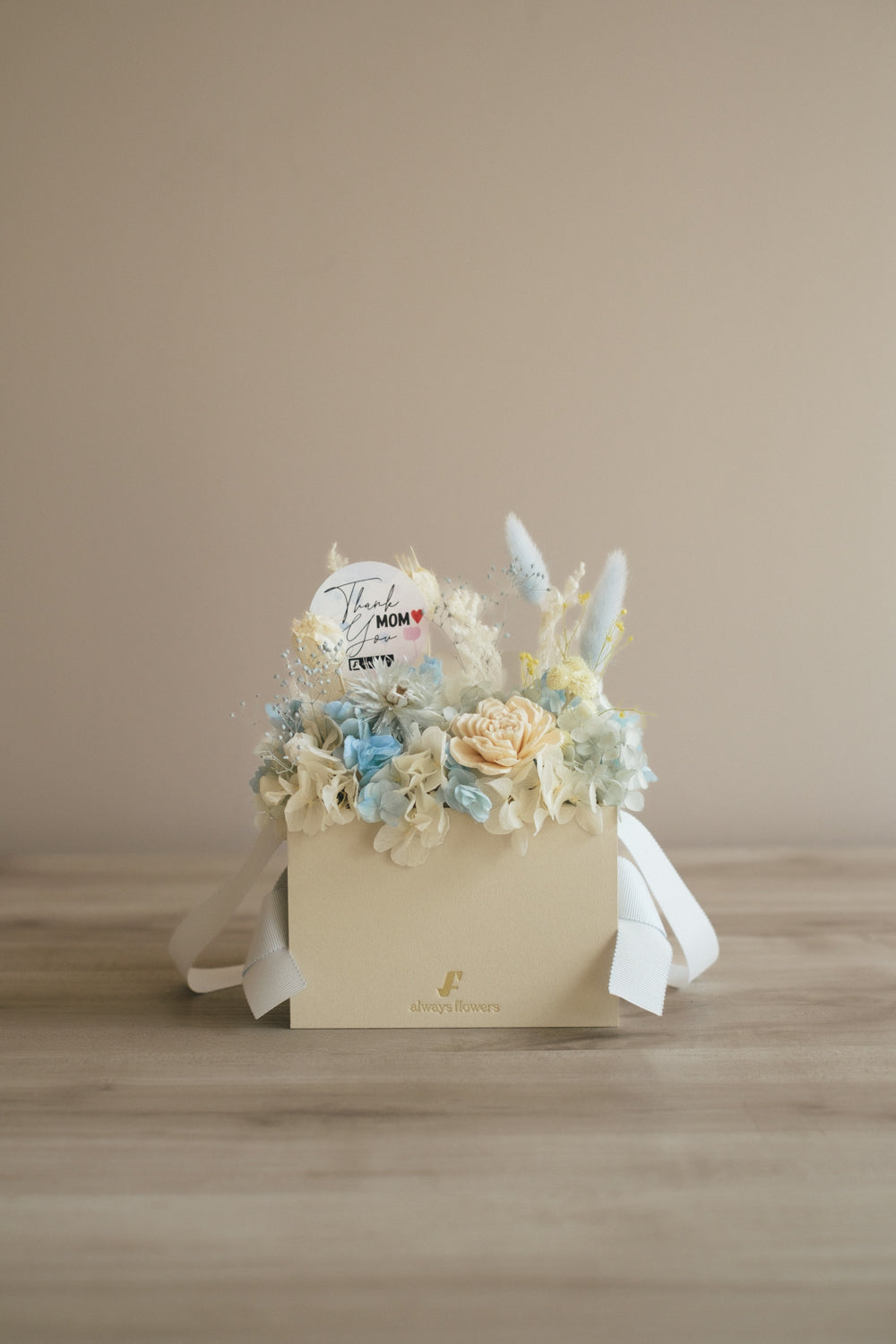◆母の日限定◆Flower BAG No.1/フラワーバッグアレンジ 5 Mom’s Colors White/ホワイト ドライ&プリザーブドフラワー