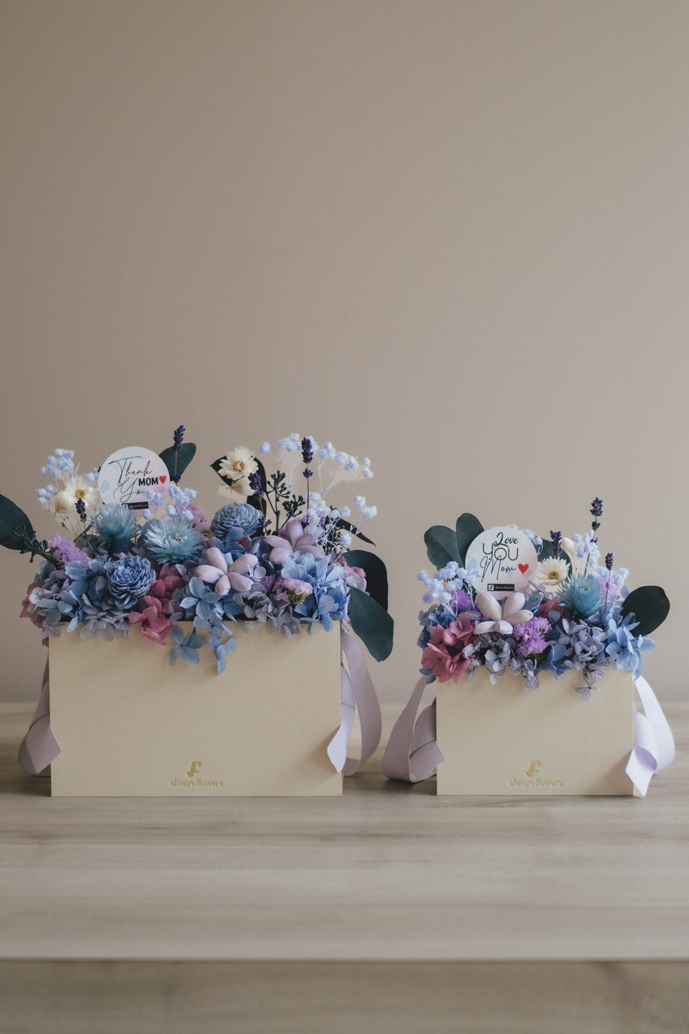 ◆母の日限定◆Flower BAG No.1/フラワーバッグアレンジ 5 Mom’s Colors Blue/ブルー ドライ&プリザーブドフラワー