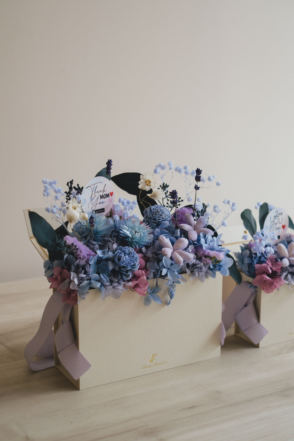 ◆母の日限定◆Flower BAG No.1/フラワーバッグアレンジ 5 Mom’s Colors Blue/ブルー ドライ&プリザーブドフラワー