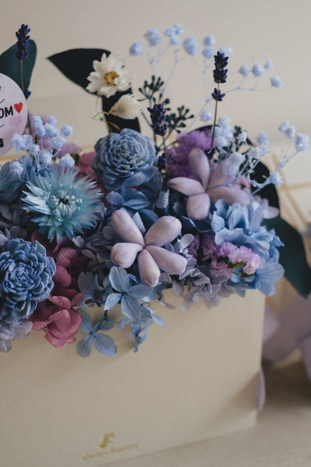 ◆母の日限定◆Flower BAG No.1/フラワーバッグアレンジ 5 Mom’s Colors Blue/ブルー ドライ&プリザーブドフラワー