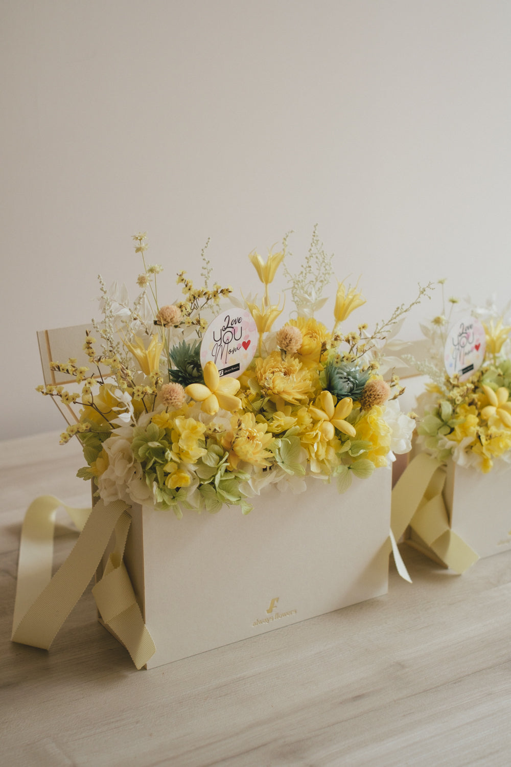 ◆数量限定◆Flower BAG No.1/フラワーバッグアレンジ 5 Mom’s Colors Yellow/イエロー ドライ&プリザーブドフラワー