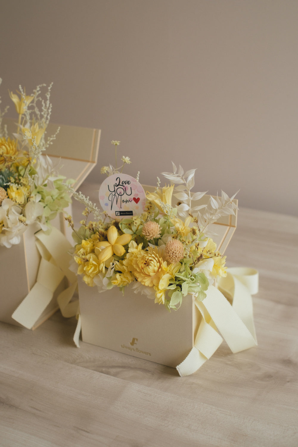 ◆数量限定◆Flower BAG No.1/フラワーバッグアレンジ 5 Mom’s Colors Yellow/イエロー ドライ&プリザーブドフラワー