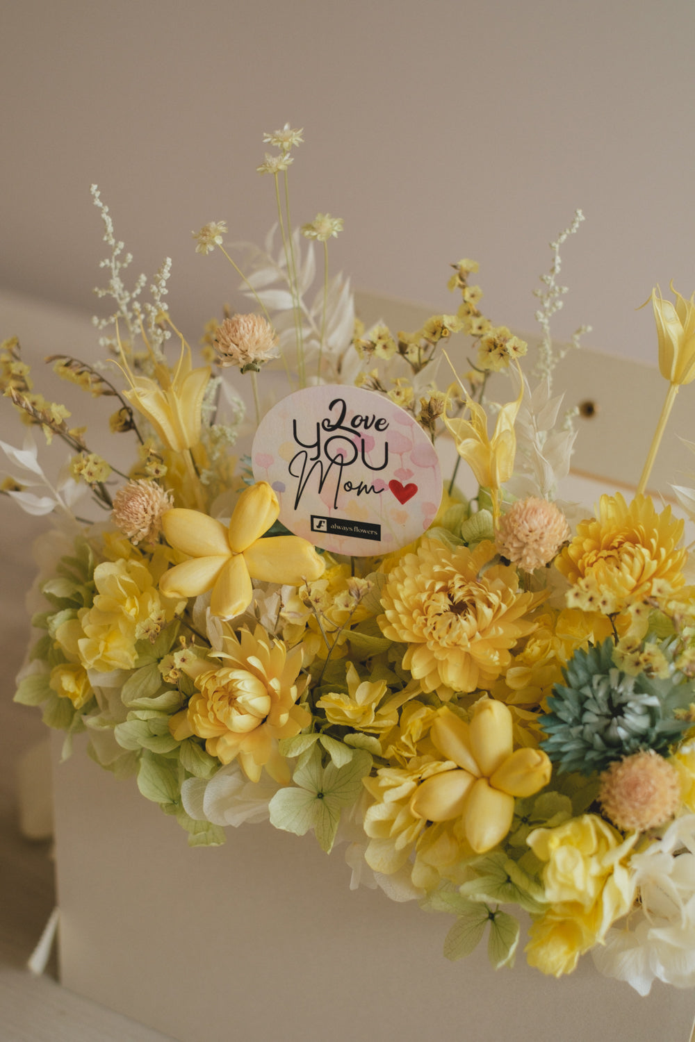 ◆数量限定◆Flower BAG No.1/フラワーバッグアレンジ 5 Mom’s Colors Yellow/イエロー ドライ&プリザーブドフラワー