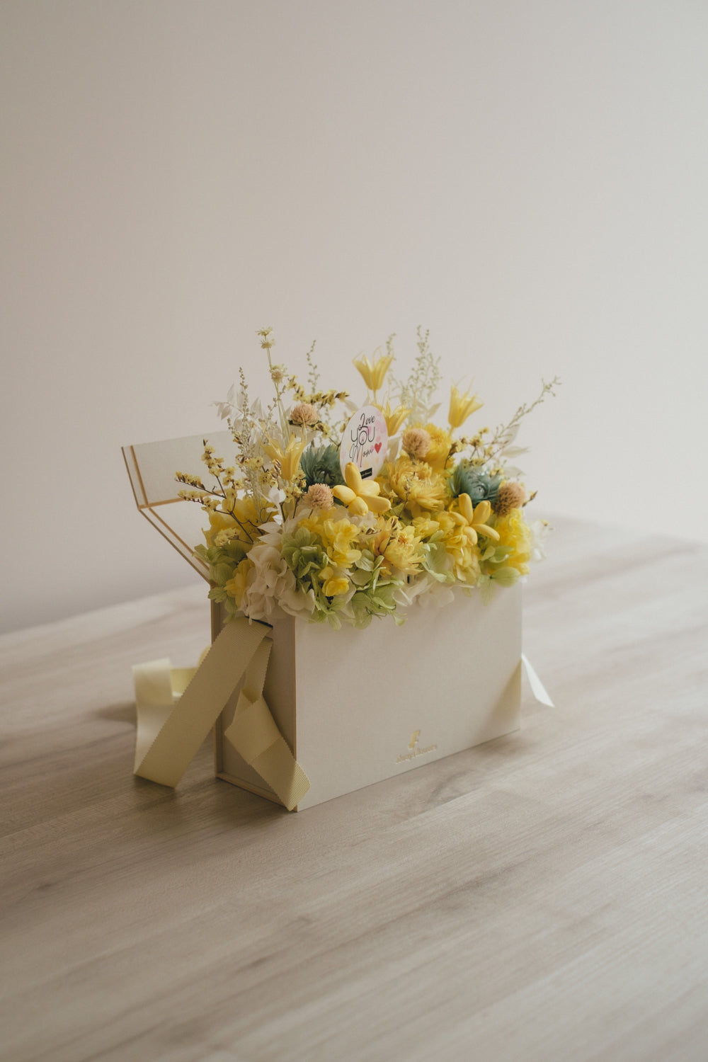 ◆数量限定◆Flower BAG No.1/フラワーバッグアレンジ 5 Mom’s Colors Yellow/イエロー ドライ&プリザーブドフラワー