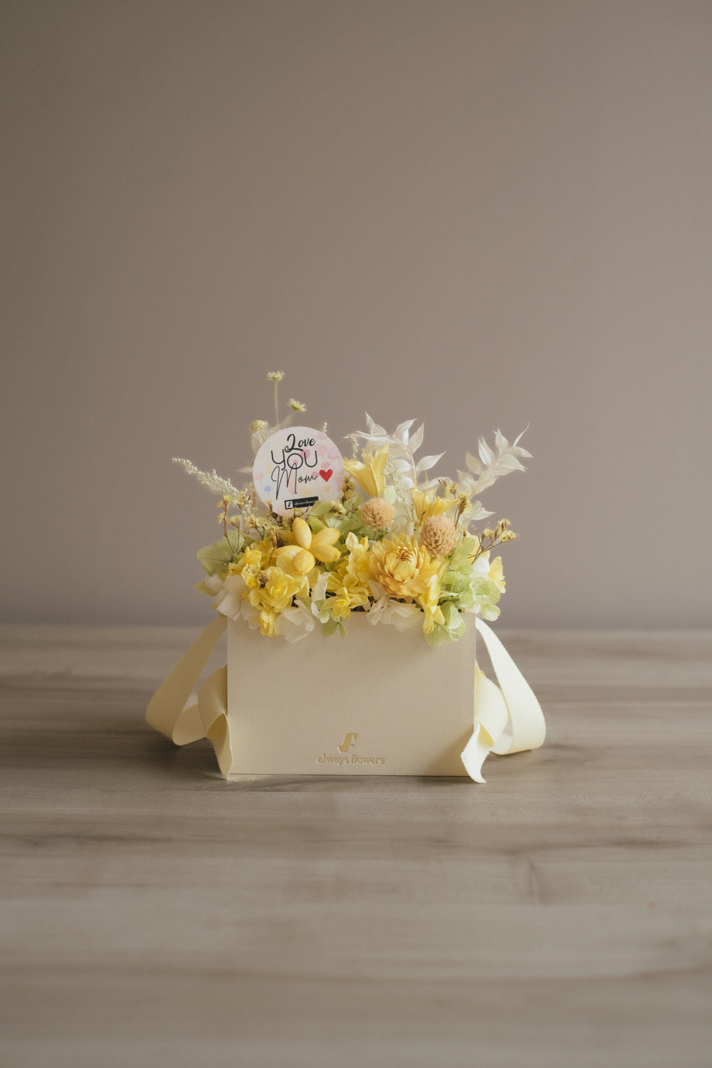 ◆数量限定◆Flower BAG No.1/フラワーバッグアレンジ 5 Mom’s Colors Yellow/イエロー ドライ&プリザーブドフラワー