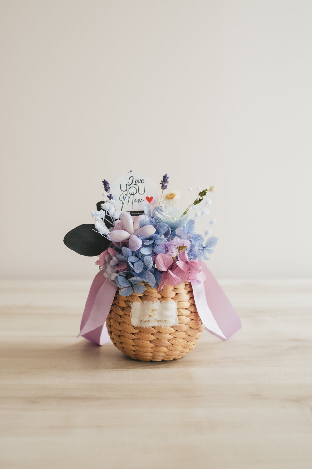 ◆母の日限定◆Flower BAG No.2/カゴバッグアレンジ 5 Mom’s Colors Blue/ブルー ドライ&プリザーブドフラワー