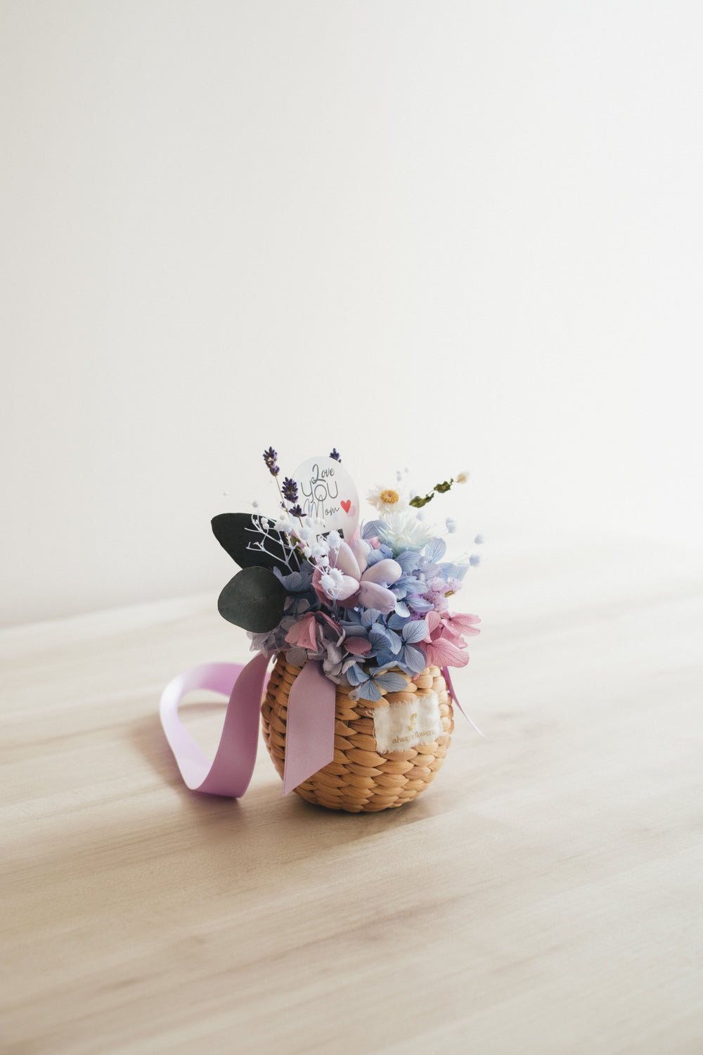 ◆母の日限定◆Flower BAG No.2/カゴバッグアレンジ 5 Mom’s Colors Blue/ブルー ドライ&プリザーブドフラワー