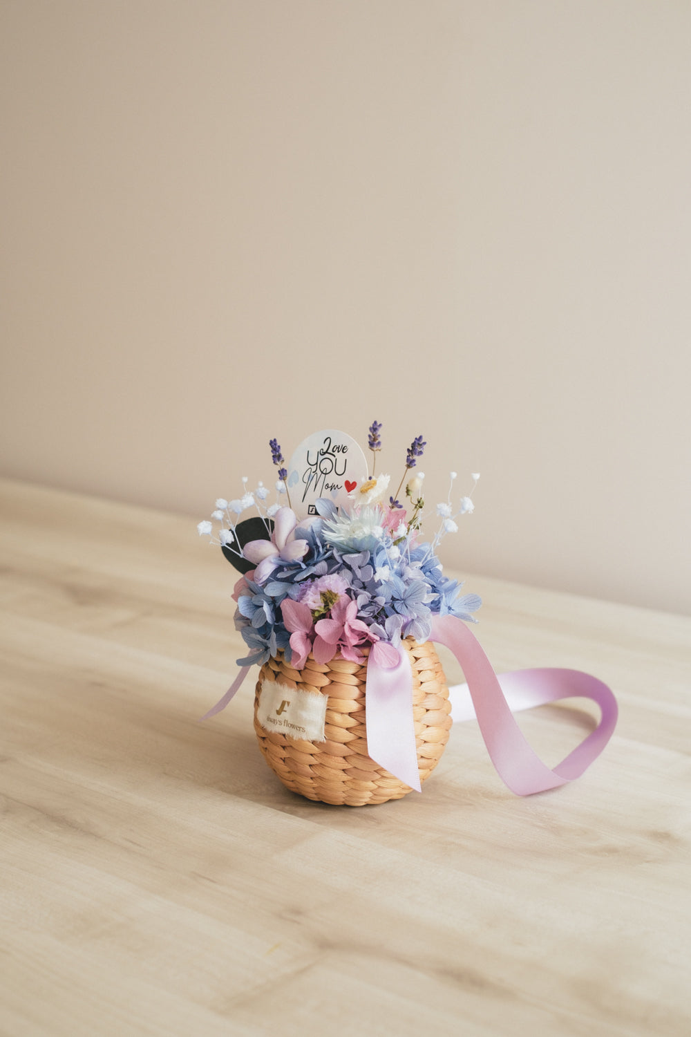 ◆母の日限定◆Flower BAG No.2/カゴバッグアレンジ 5 Mom’s Colors Blue/ブルー ドライ&プリザーブドフラワー