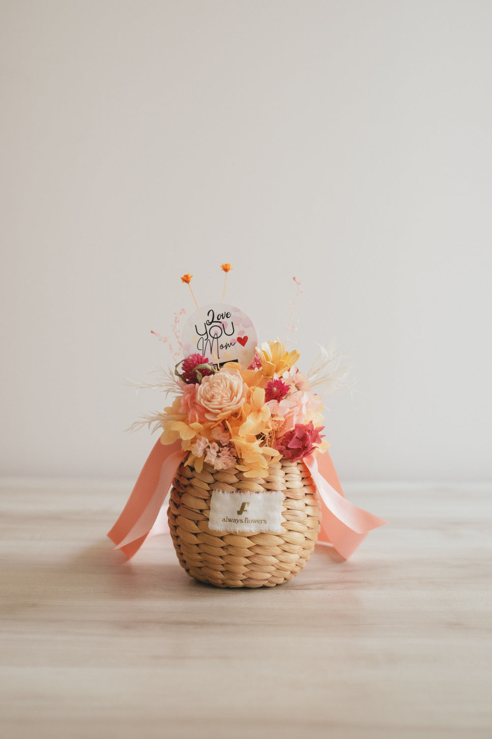 ◆母の日限定◆Flower BAG No.2/カゴバッグアレンジ 5 Mom’s Colors Orange/ドライ&プリザーブドフラワー