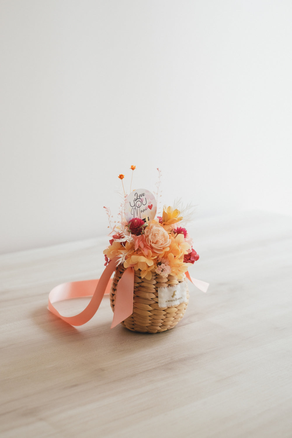 ◆母の日限定◆Flower BAG No.2/カゴバッグアレンジ 5 Mom’s Colors Orange/ドライ&プリザーブドフラワー