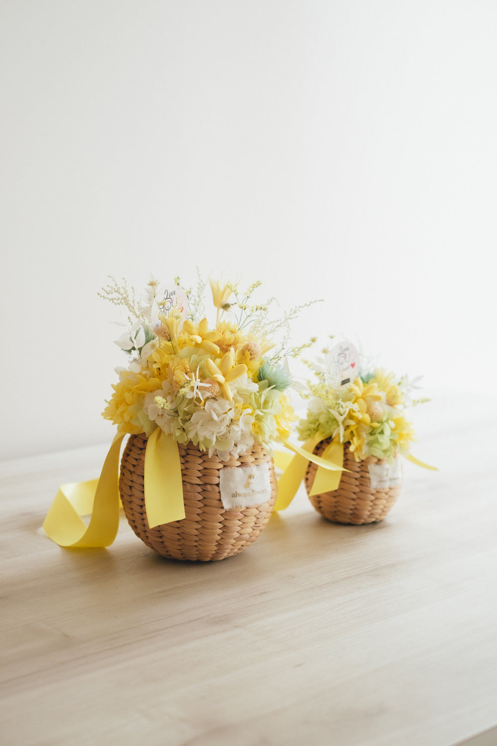 ◆数量限定◆Flower BAG No.2/カゴバッグアレンジ 5 Mom’s Colors Yellow/イエロー ドライ&プリザーブドフラワー