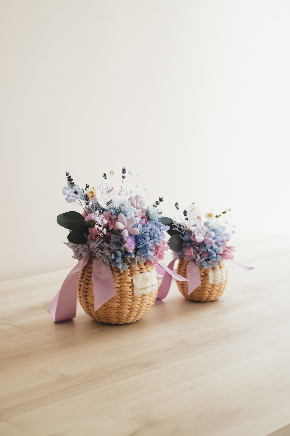 ◆母の日限定◆Flower BAG No.2/カゴバッグアレンジ 5 Mom’s Colors Blue/ブルー ドライ&プリザーブドフラワー