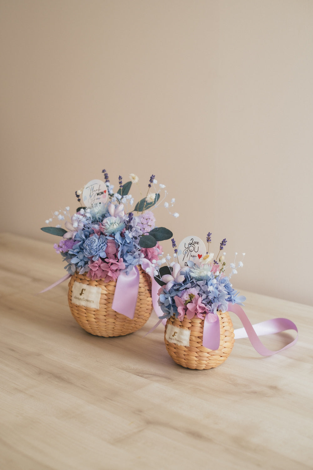 ◆母の日限定◆Flower BAG No.2/カゴバッグアレンジ 5 Mom’s Colors Blue/ブルー ドライ&プリザーブドフラワー