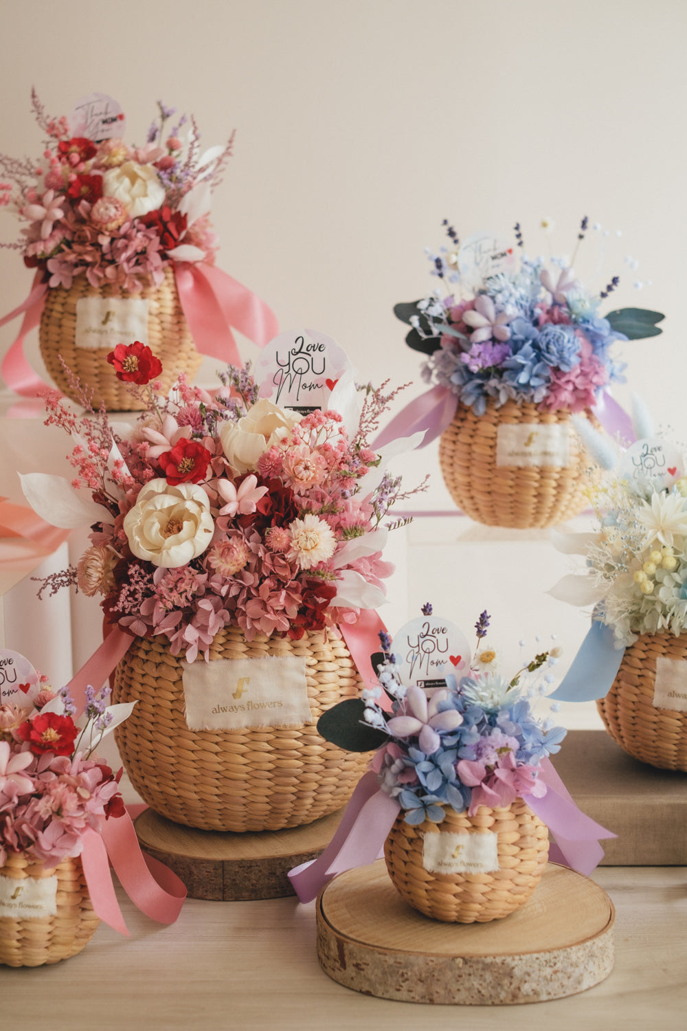 ◆母の日限定◆Flower BAG No.2/カゴバッグアレンジ 5 Mom’s Colors Orange/ドライ&プリザーブドフラワー