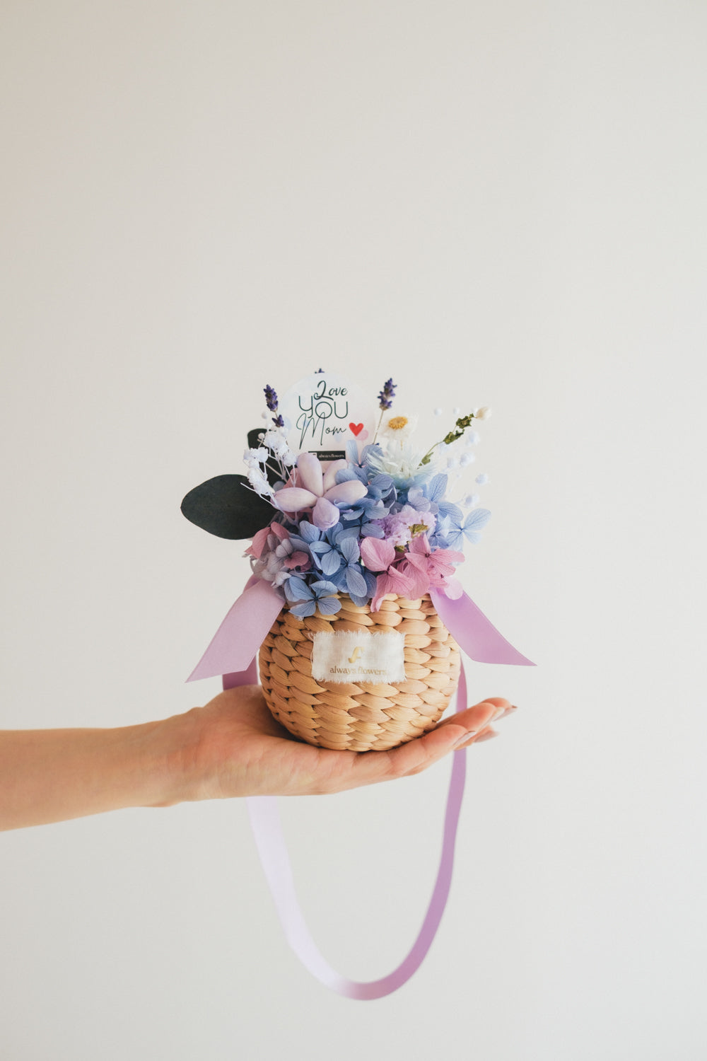 ◆母の日限定◆Flower BAG No.2/カゴバッグアレンジ 5 Mom’s Colors Blue/ブルー ドライ&プリザーブドフラワー