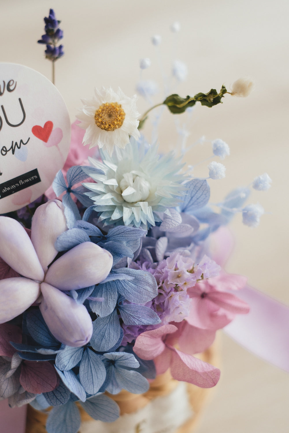 ◆母の日限定◆Flower BAG No.2/カゴバッグアレンジ 5 Mom’s Colors Blue/ブルー ドライ&プリザーブドフラワー