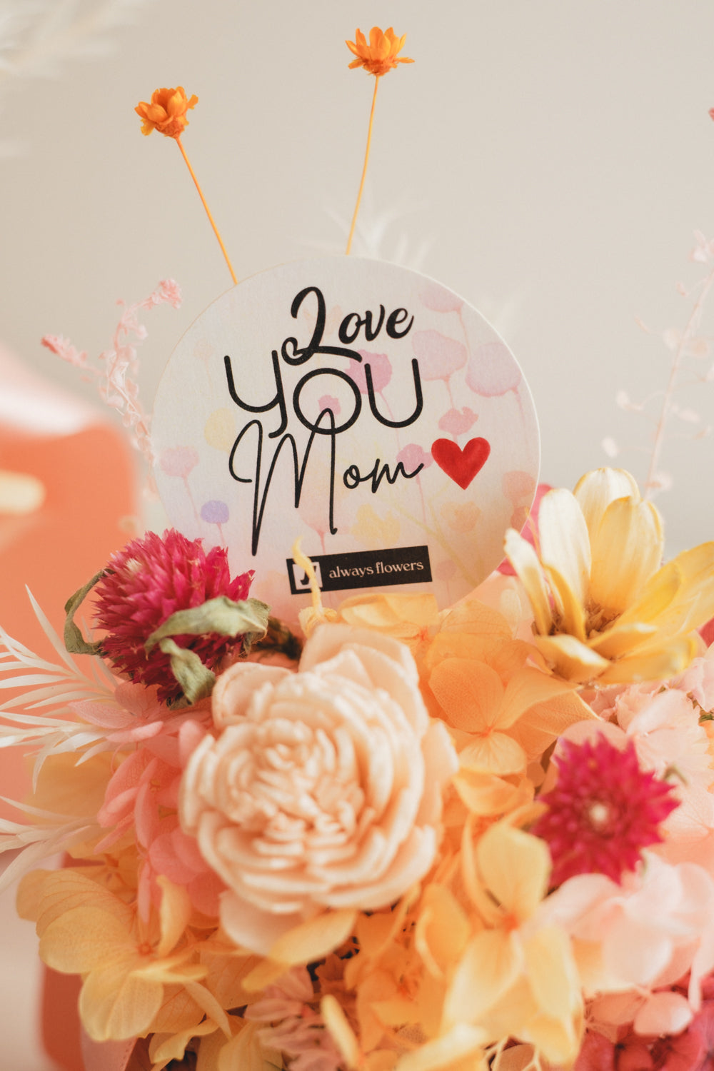 ◆母の日限定◆Flower BAG No.2/カゴバッグアレンジ 5 Mom’s Colors Orange/ドライ&プリザーブドフラワー