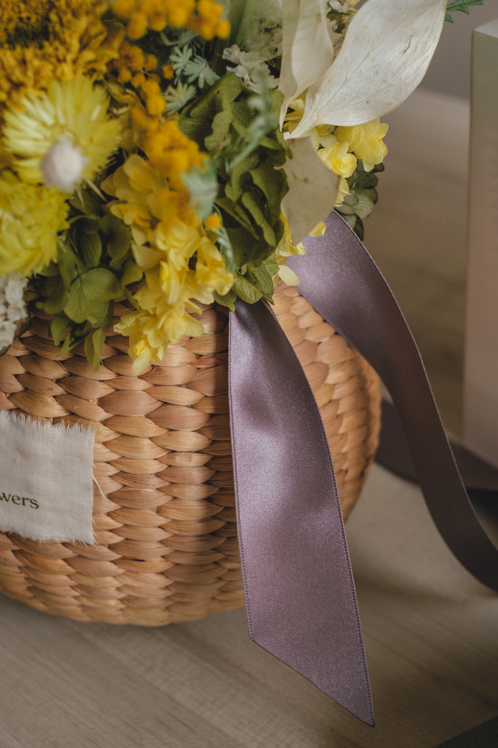 ◆季節限定◆Flower BAG No.2/カゴバッグアレンジ ディープイエロー/ドライ&プリザーブドフラワー/父の日ギフト