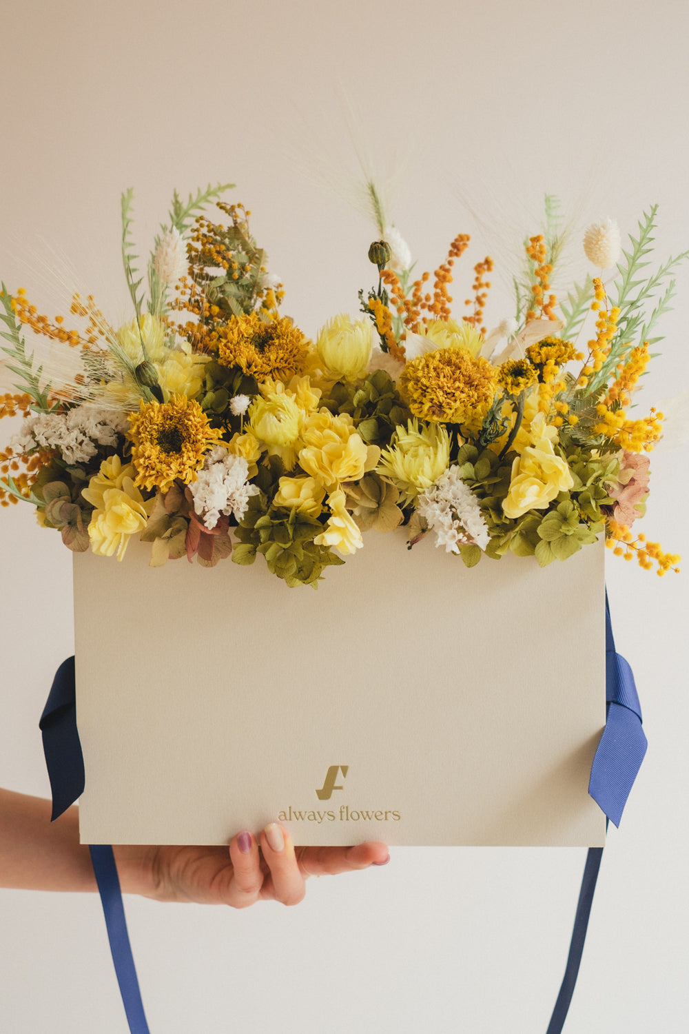 ◆季節限定◆Flower BAG No.1/フラワーバッグアレンジ イエローブリーズ/ドライ&プリザーブドフラワー/父の日ギフト