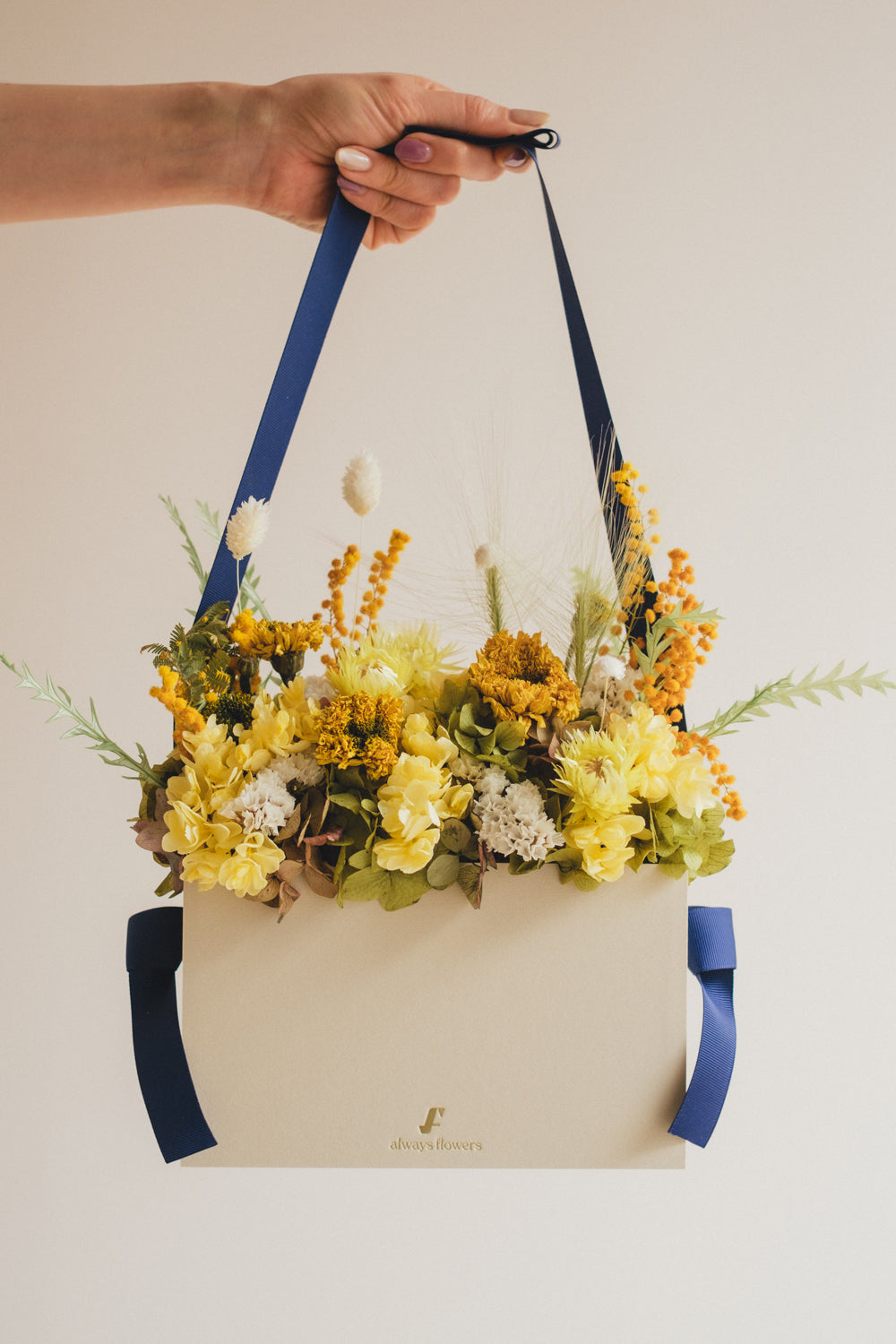 ◆季節限定◆Flower BAG No.1/フラワーバッグアレンジ イエローブリーズ/ドライ&プリザーブドフラワー/父の日ギフト