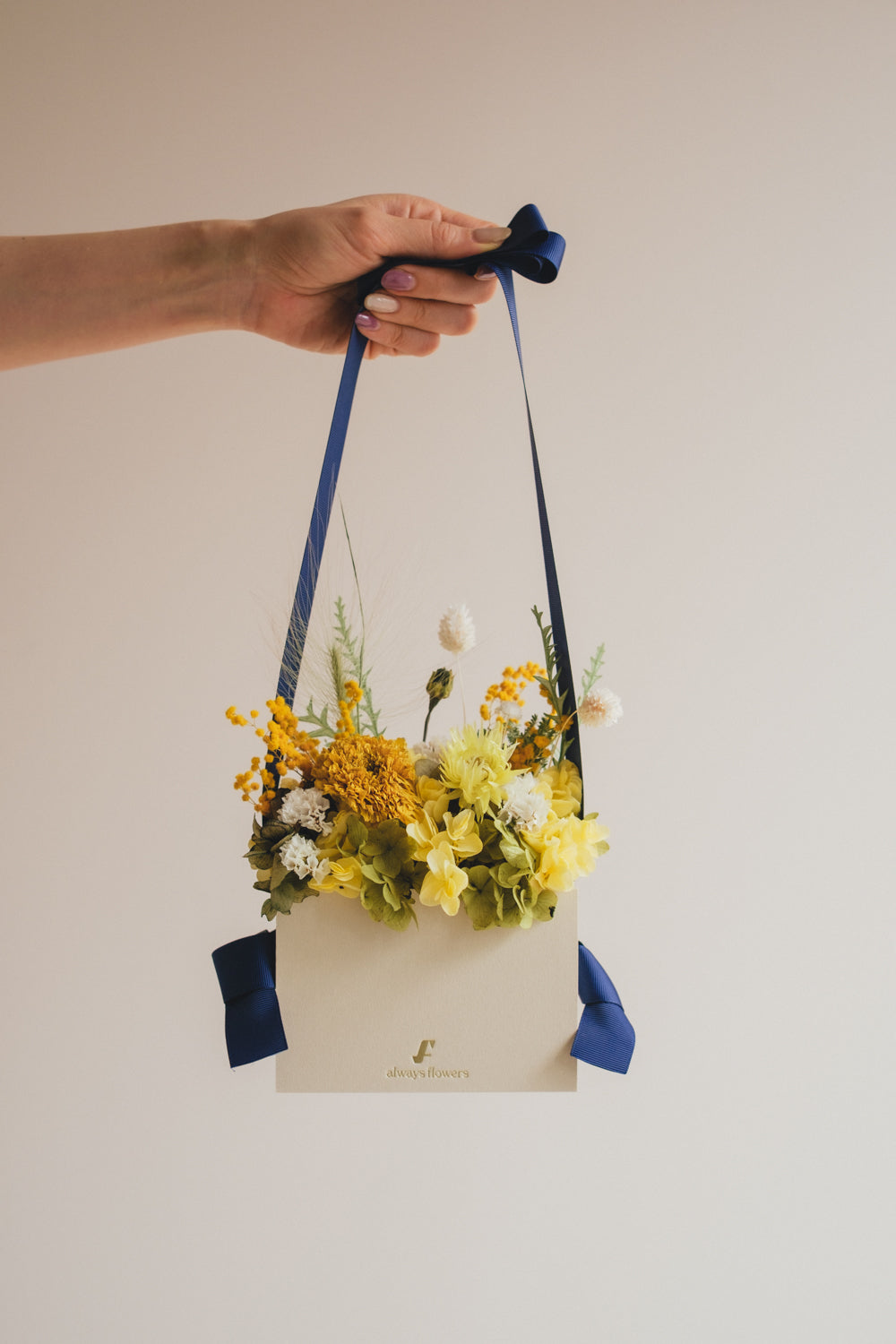 ◆季節限定◆Flower BAG No.1/フラワーバッグアレンジ イエローブリーズ/ドライ&プリザーブドフラワー/父の日ギフト
