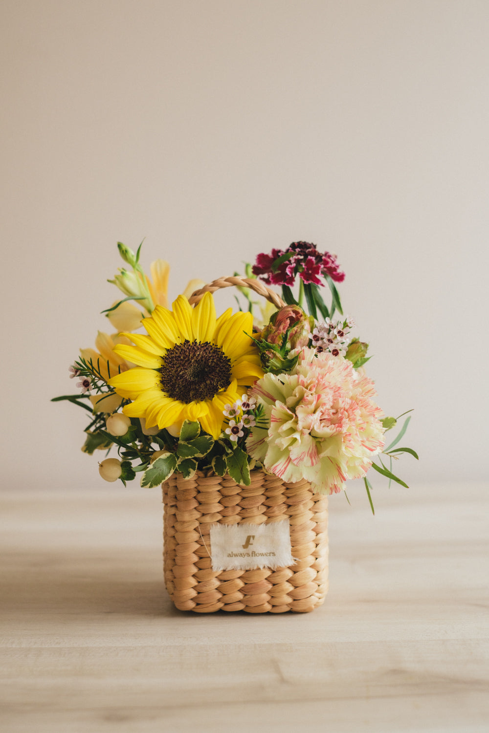 ◆5/21-8/3お届け限定◆Flower BAG No.3 /スクエアカゴバッグ トラッドイエロー/生花