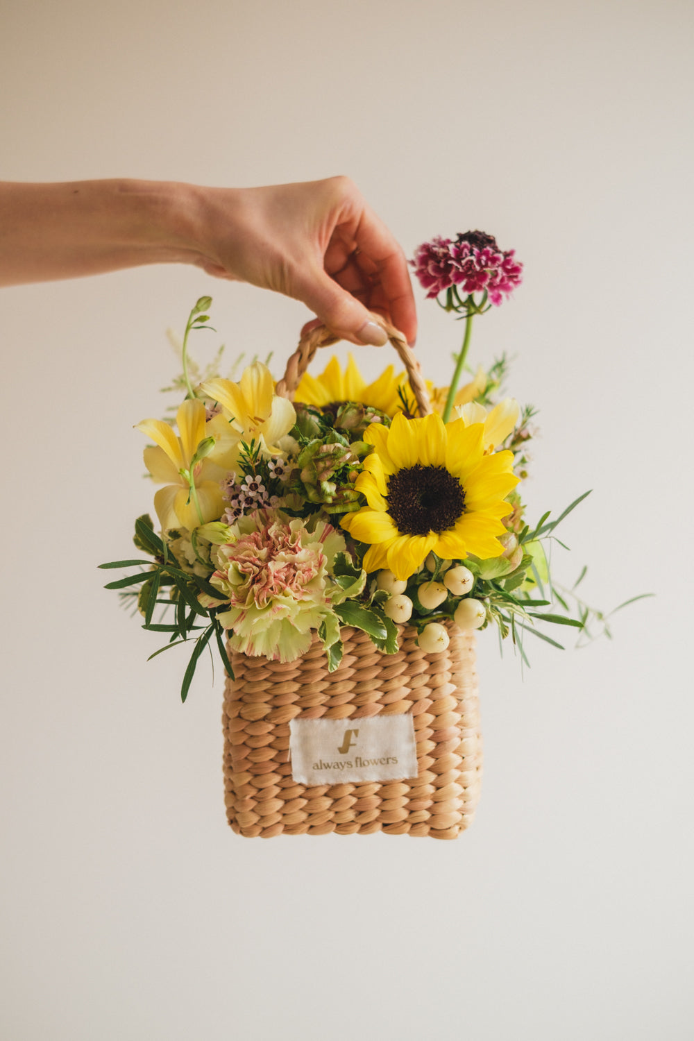 ◆5/21-8/3お届け限定◆Flower BAG No.3 /スクエアカゴバッグ トラッドイエロー/生花