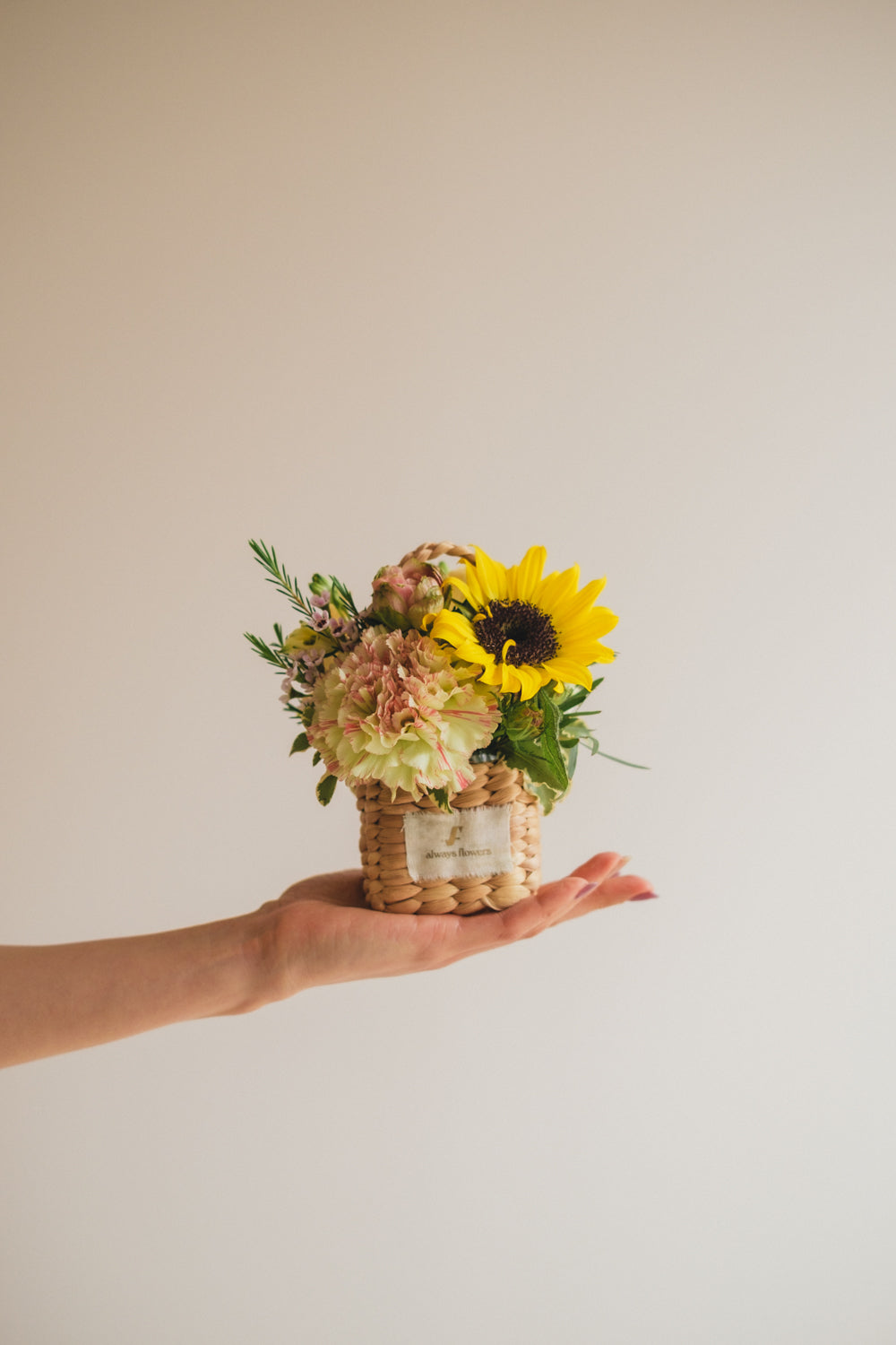◆5/21-8/3お届け限定◆Flower BAG No.3 /スクエアカゴバッグ トラッドイエロー/生花