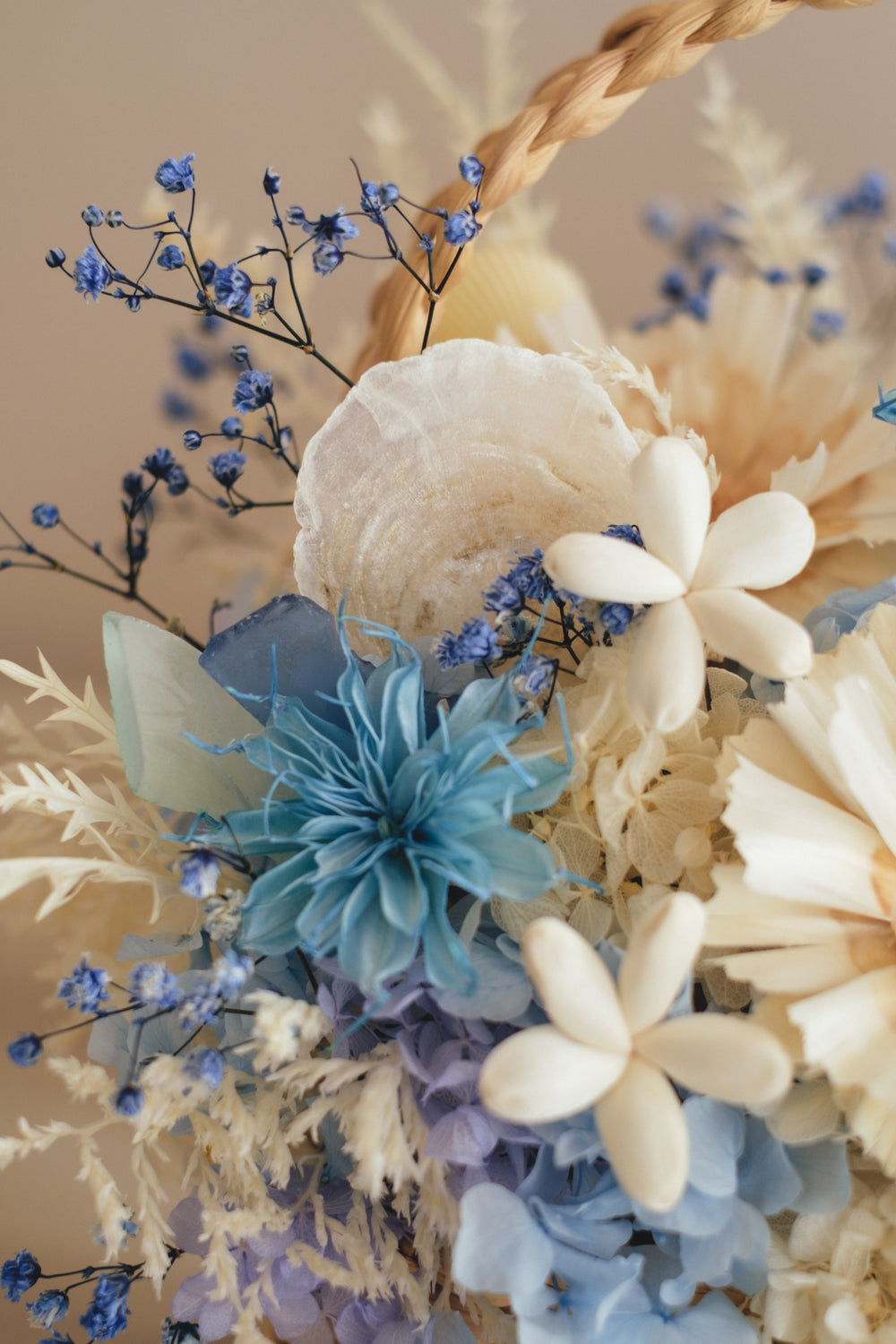 ◆季節限定デザイン◆Flower BAG No.3 /スクエアカゴバッグ コフレブルー/ドライ・プリザーブドフラワー