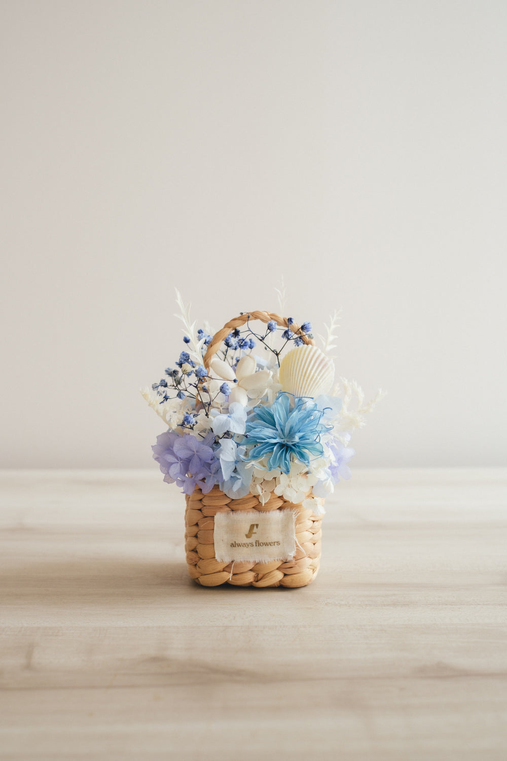 ◆季節限定デザイン◆Flower BAG No.3 /スクエアカゴバッグ コフレブルー/ドライ・プリザーブドフラワー