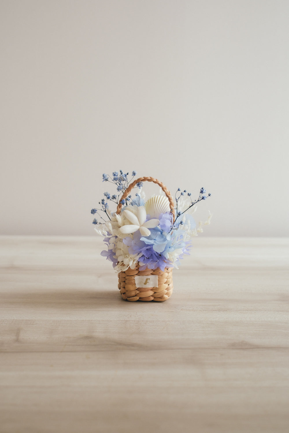 ◆季節限定デザイン◆Flower BAG No.3 /スクエアカゴバッグ コフレブルー/ドライ・プリザーブドフラワー