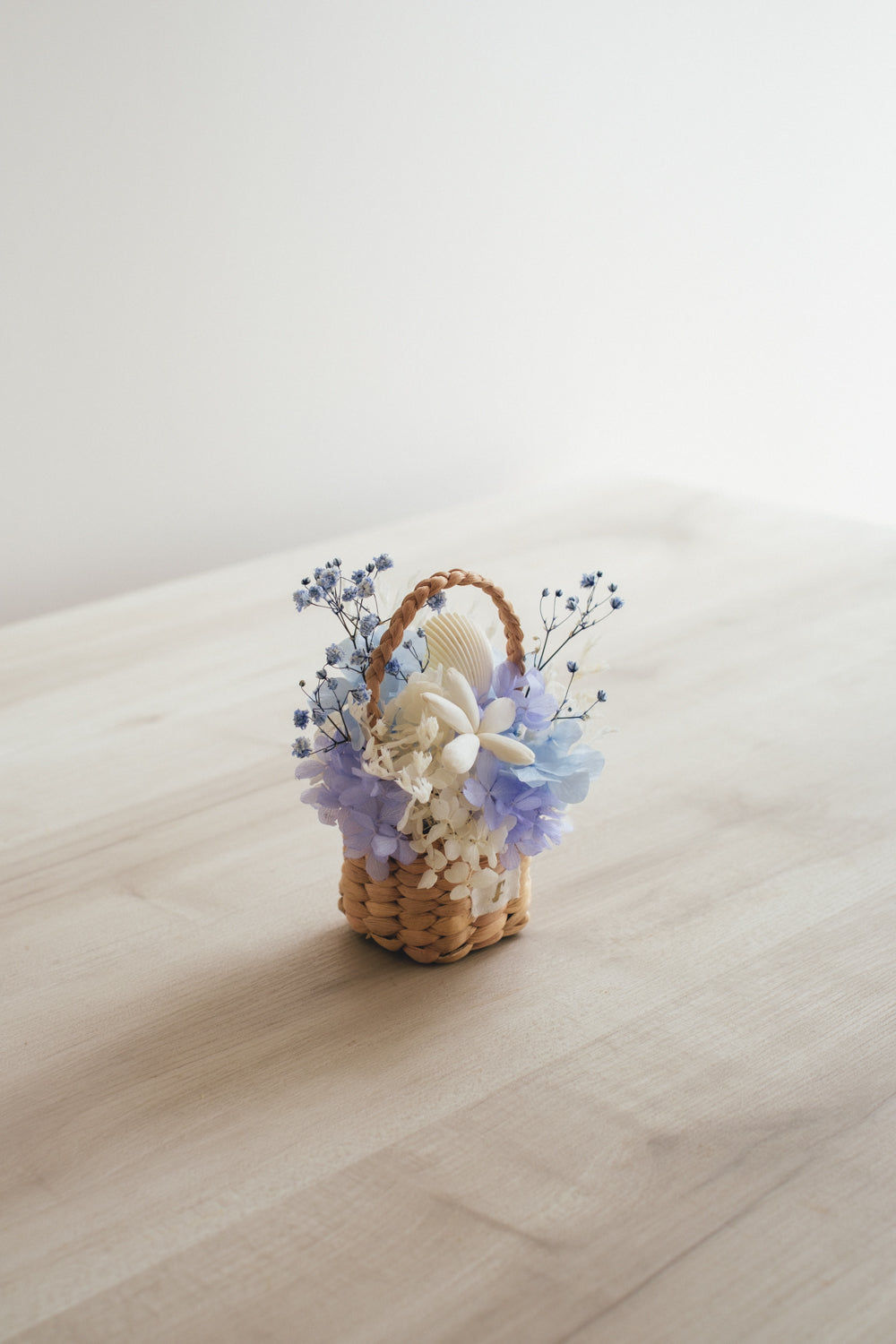 ◆季節限定デザイン◆Flower BAG No.3 /スクエアカゴバッグ コフレブルー/ドライ・プリザーブドフラワー