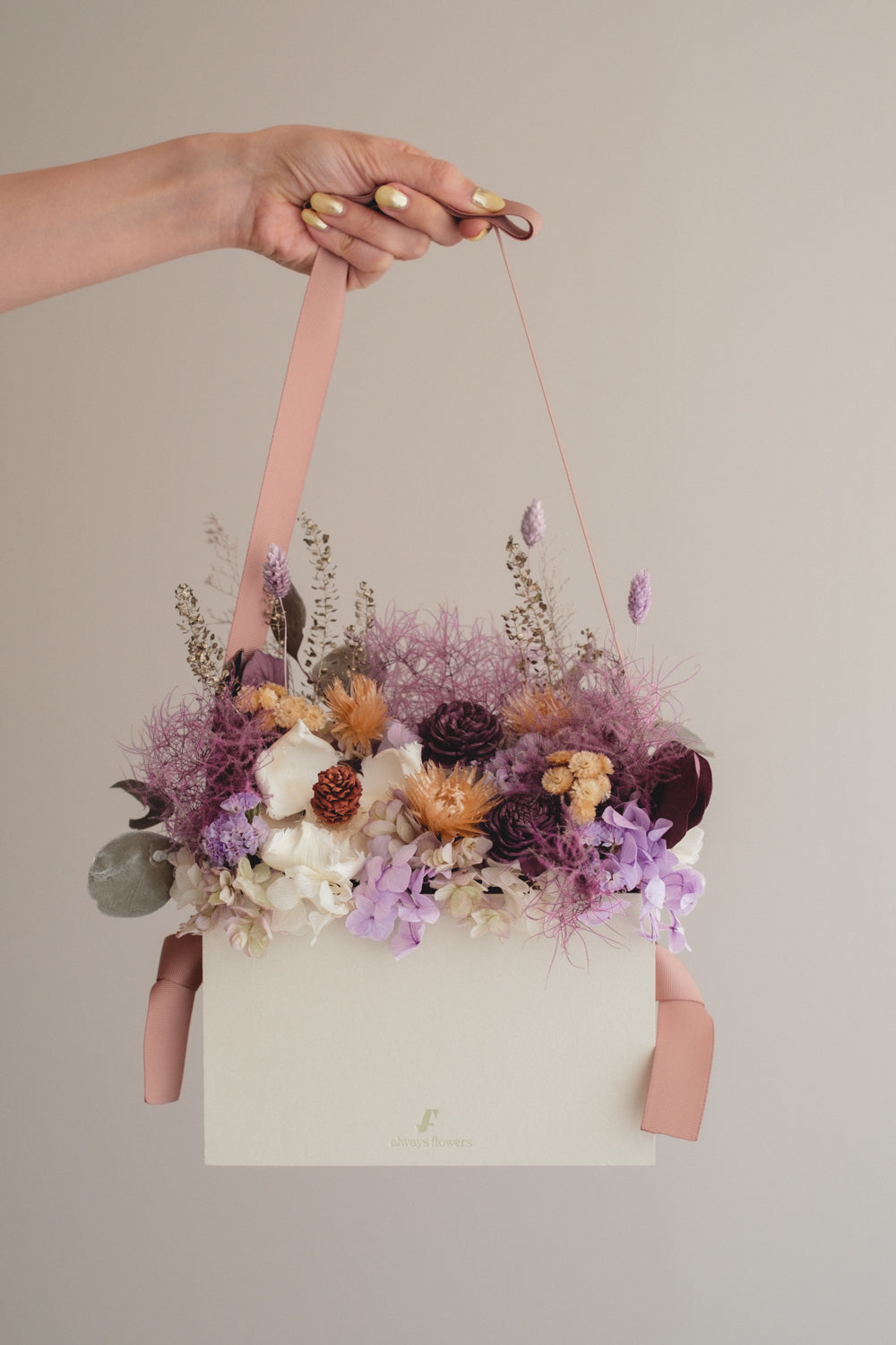 季節限定◆Flower BAG No.1/フラワーバッグアレンジ スモーキーラブ/ドライ&プリザーブドフラワー
