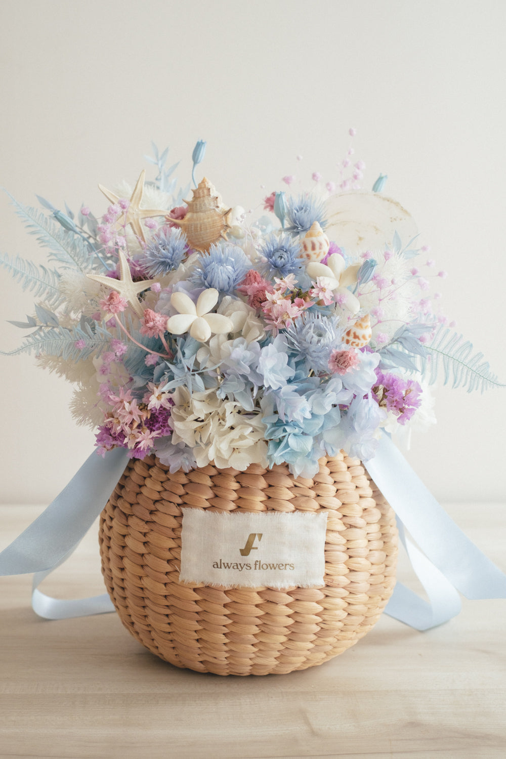 ◆季節限定◆Flower BAG No.2/カゴバッグアレンジ シーマジック/ドライ&プリザーブドフラワー