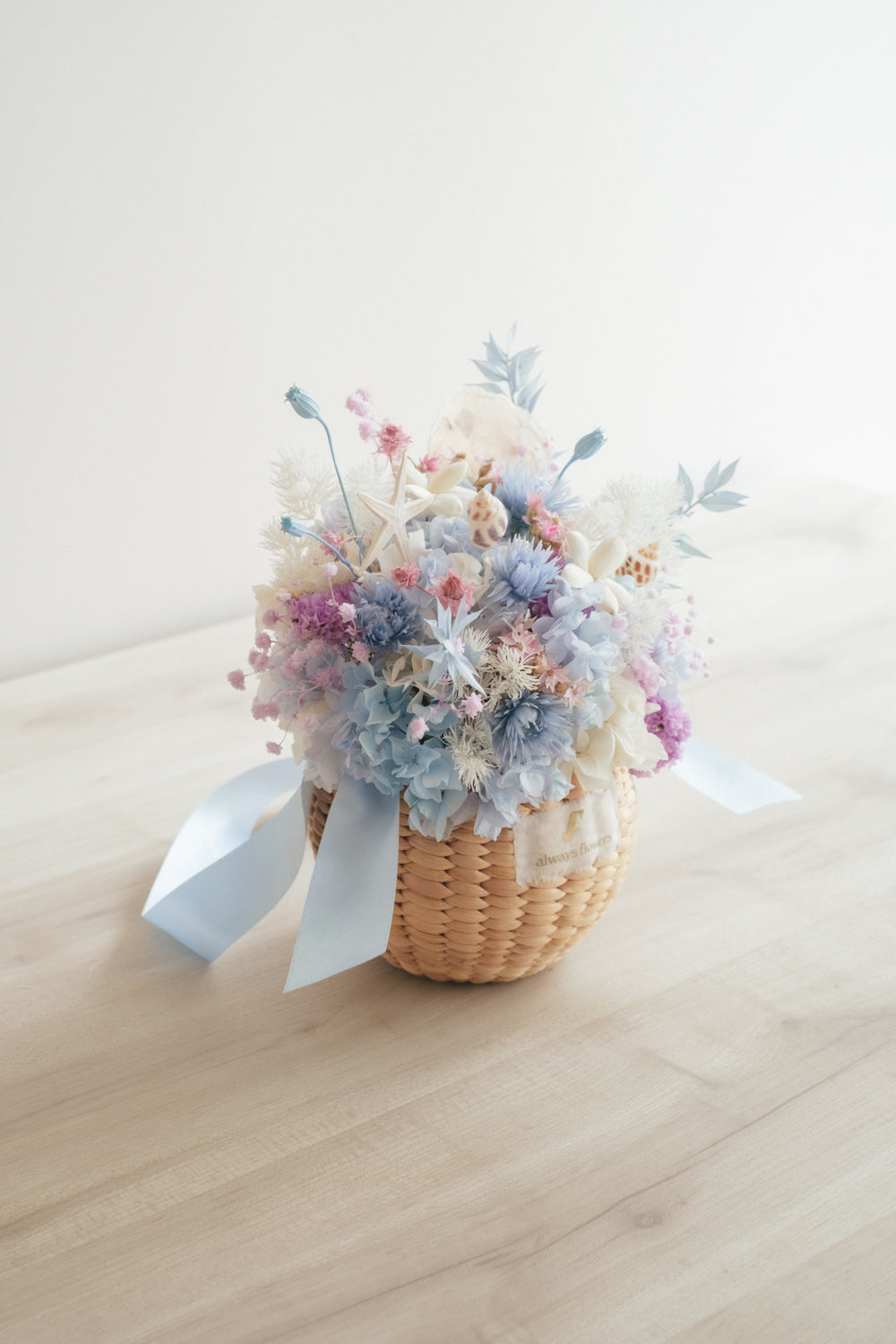 ◆季節限定◆Flower BAG No.2/カゴバッグアレンジ シーマジック/ドライ&プリザーブドフラワー