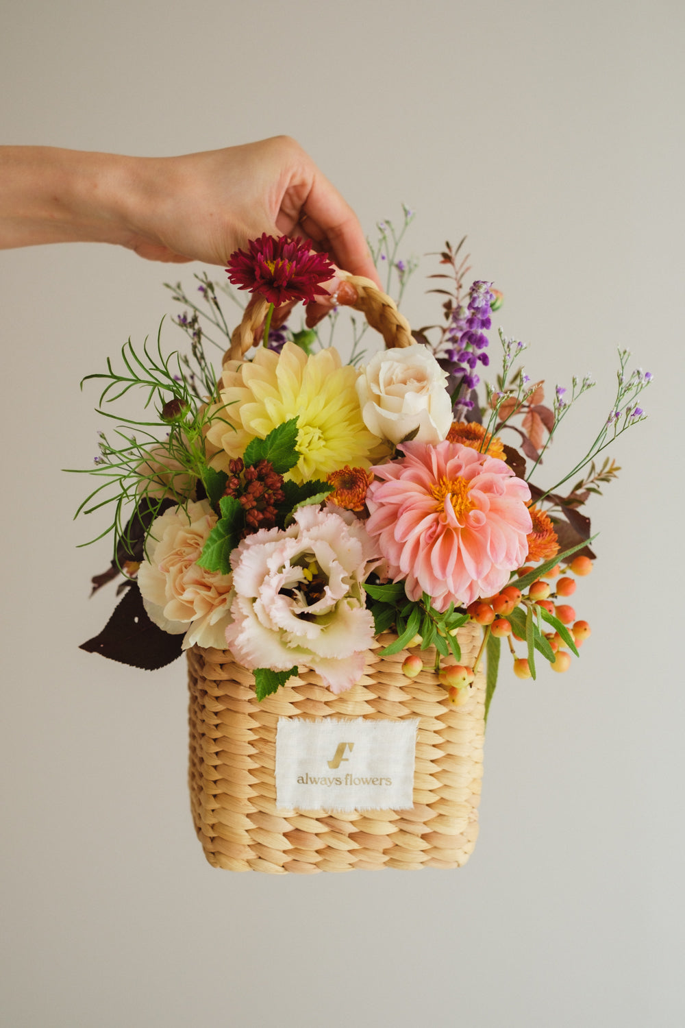 ◆10/4-11/30お届け限定◆Flower BAG No.3/フラワーバッグアレンジ ダリアチャーム/生花