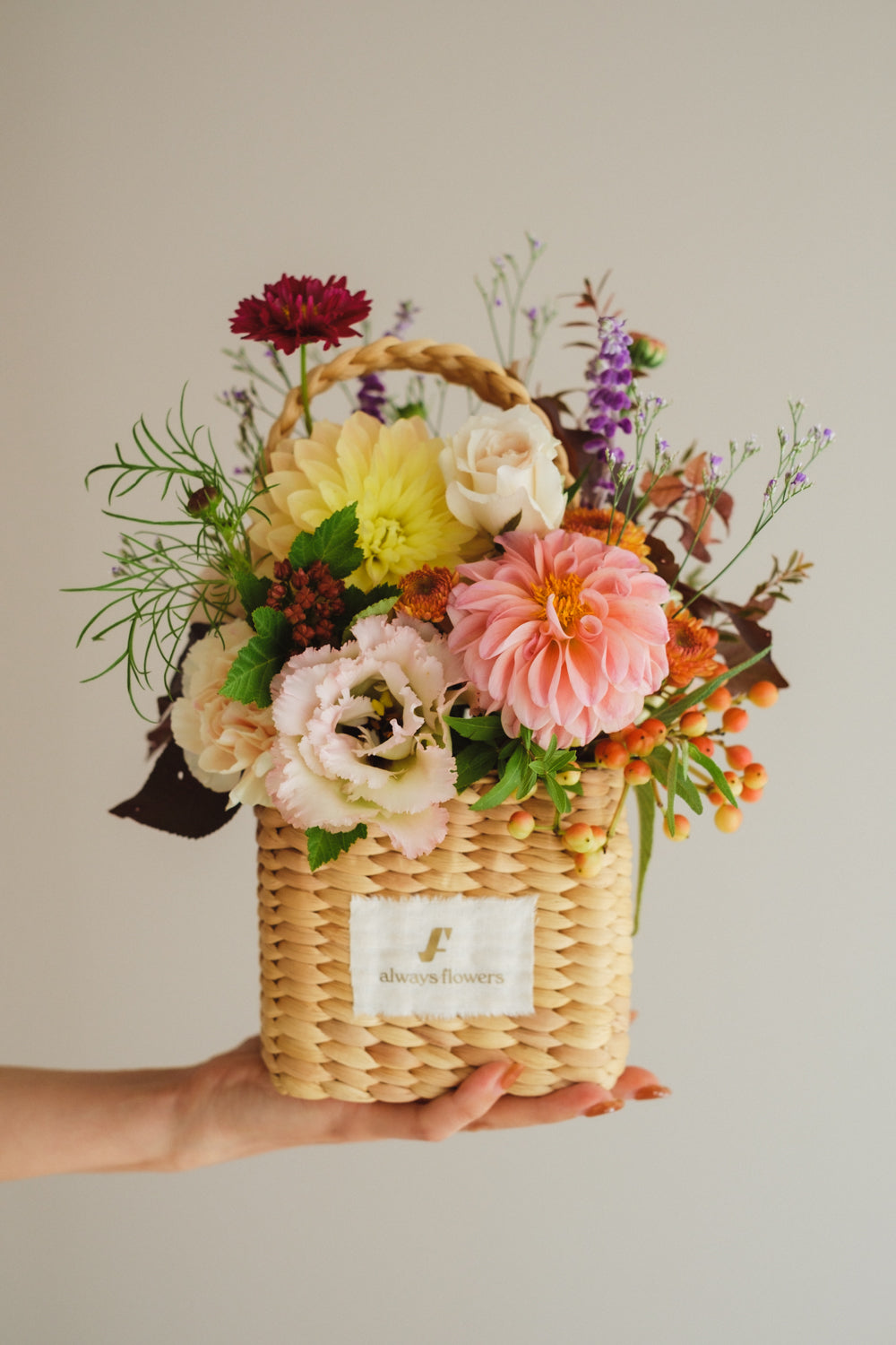 ◆10/4-11/30お届け限定◆Flower BAG No.3/フラワーバッグアレンジ ダリアチャーム/生花
