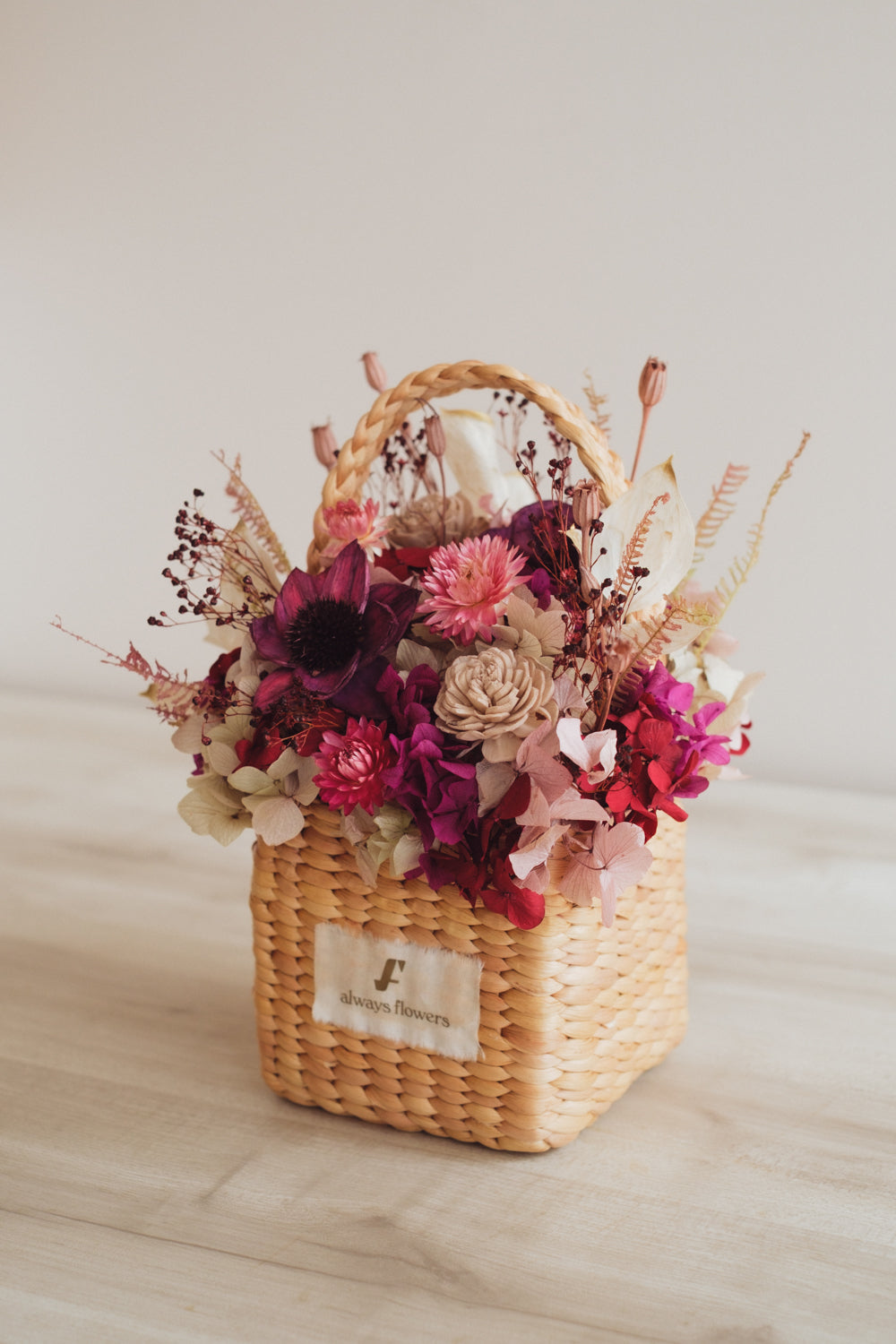 季節限定◆Flower BAG No.3 /スクエアカゴバッグ ノーブルフリュイ/ドライ・プリザーブドフラワー