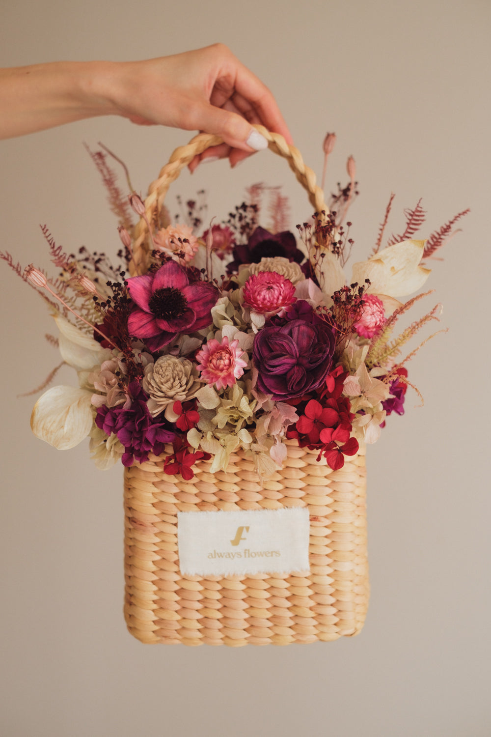 季節限定◆Flower BAG No.3 /スクエアカゴバッグ ノーブルフリュイ/ドライ・プリザーブドフラワー