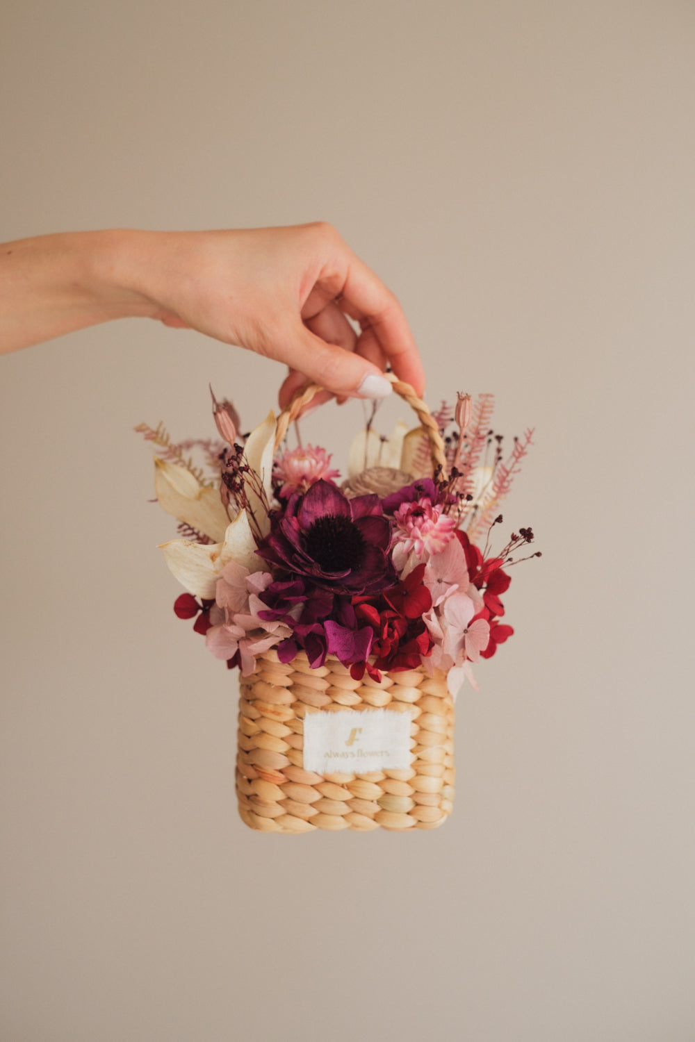 季節限定◆Flower BAG No.3 /スクエアカゴバッグ ノーブルフリュイ/ドライ・プリザーブドフラワー